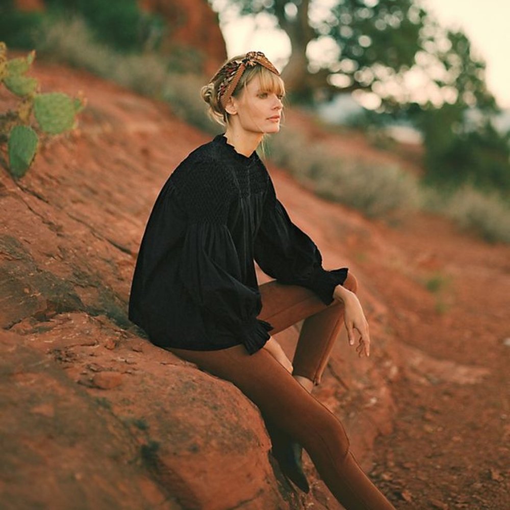 ANTHROPOLOGIE Modern Peasant Smocked Blouse {S21}